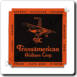 Transamerican Airlines Vintage Square Coaster
