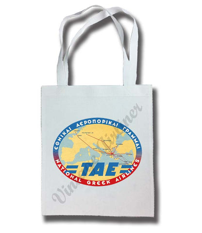 TAE Greek Airlines Vintage Tote Bag