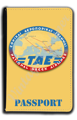 TAE Greek Airlines Vintage Bag Sticker Passport Case