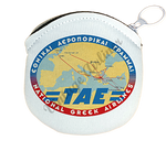 TAE Greek Airlines Vintage Bag Sticker Round Coin Purse