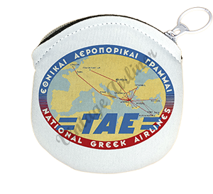 TAE Greek Airlines Vintage Bag Sticker Round Coin Purse
