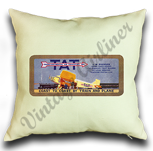 Transcontinental Air Transport Vintage Linen Pillow Case Cover