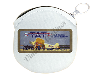 Transcontinental Air Transport Bag Sticker Round Coin Purse