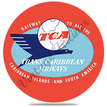 Trans Caribbean Airways Baggage Sticker Round Coaster