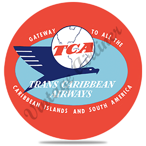 Trans Caribbean Airways Baggage Sticker Round Coaster