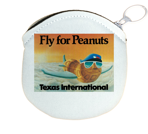 Texas International Airlines Fly For Peanuts Round Coin Purse