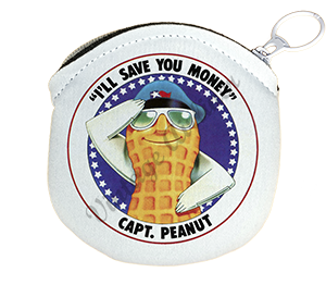 Texas International Captain Peanuts Bag Sticker Round Coin Purse