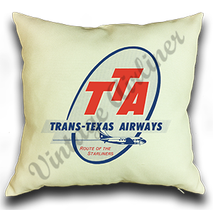 Trans Texas Airways 1940's Vintage Linen Pillow Case Cover