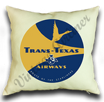 Trans Texas Airways Yellow Linen Pillow Case Cover