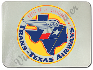 Trans-Texas Airways Logo Glass Cutting Board