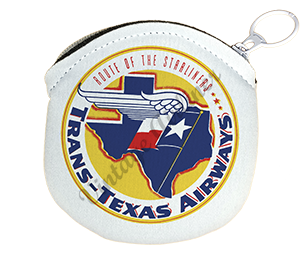 Trans Texas Airways Vintage Bag Sticker Round Coin Purse