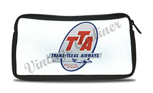 Trans Texas Airways 1940's Vintage Bag Sticker Travel Pouch