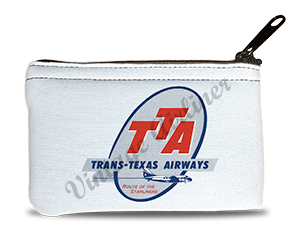 Trans Texas Airways 1940's Vintage Bag Sticker Rectangular Coin Purse