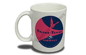 Trans-Texas Airways Vintage Pink Bag Sticker  Coffee Mug