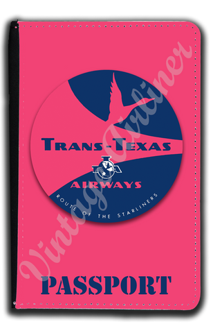 Trans Texas Airways Pink Bag Sticker Passport Case