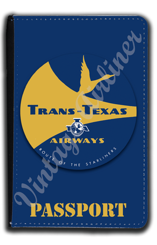 Trans Texas Airways Yellow Bag Sticker Passport Case