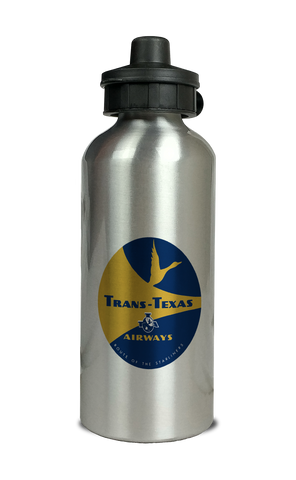 Trans Texas Airways 1960's Vintage Yellow Aluminum Water Bottle