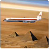TWA 707 over the Pyramids Coaster by Rick Broome