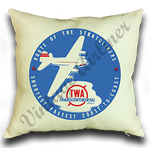 TWA Light Blue Route of the Stratoliner Bag Sticker Linen Pillow Case Cover