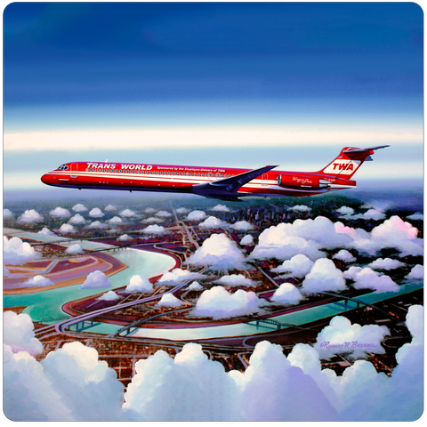 TWA Wings of Pride MD-83 Square Coaster by Rick Broome