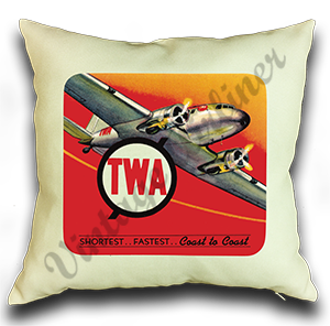 TWA Coast to Coast Bag Sticker Linen Pillow Case Cover