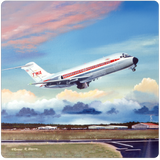 Sous-verre carré TWA DC9 par Rick Broome
