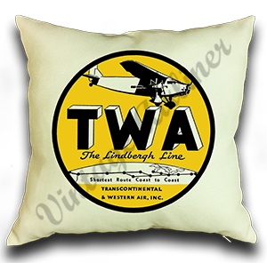 TWA 1930's Fokker F-10 Bag Sticker Linen Pillow Case Cover