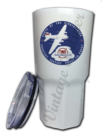 TWA 1940's Dark Blue Route of the Stratoliner Bag Sticker Tumbler