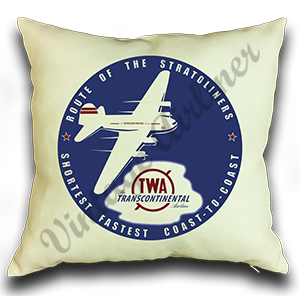 TWA Dark Blue Route of the Stratoliner Bag Sticker Linen Pillow Case Cover