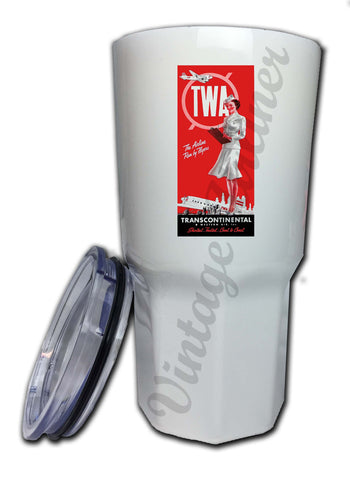 TWA 1940 Stewardess Timetable Cover Tumbler