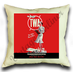 TWA 1940's Timetable Cover Linen Pillow Case Cover