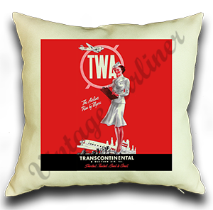 TWA 1940's Timetable Cover Linen Pillow Case Cover