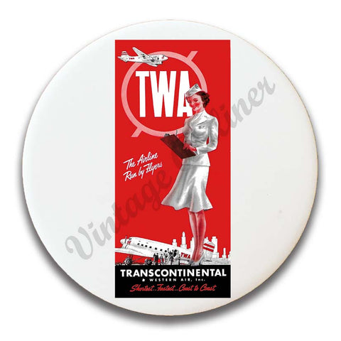 TWA 1940 Stewardess Timetable Cover Magnets