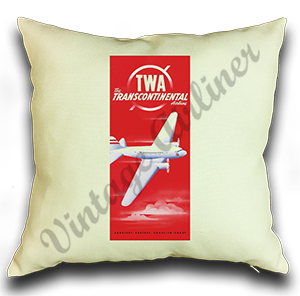 TWA 1930's Timetable Cover Linen Pillow Case Cover