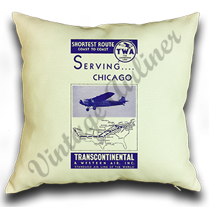 TWA 1931 Timetable Cover Linen Pillow Case Cover