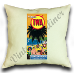 TWA Transcontinental & Western Air Linen Pillow Case Cover