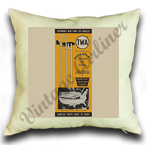 TWA 1930's Timetable Cover Linen Pillow Case Cover