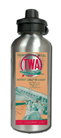 TWA Fastest Coast To Coast Vintage Aluminum Water Bottle
