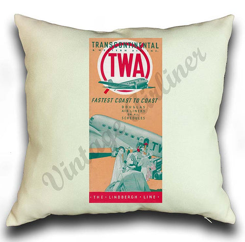 TWA Fastest Coast To Coast Vintage Pillow Case Cover