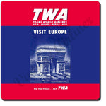 TWA Visit Europe Vintage Coaster