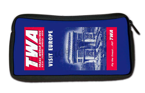 TWA Visit Europe Vintage Travel Pouch