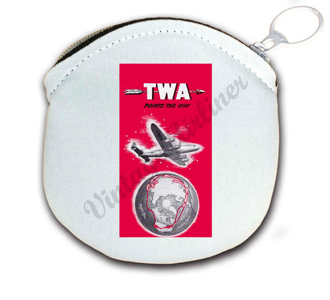 TWA Points The Way Vintage Round Coin Purse