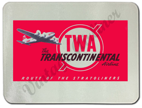 TWA Route Of The Stratoliners Glass Cutting Board