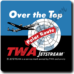TWA Over the Top Bag Sticker Square Coaster