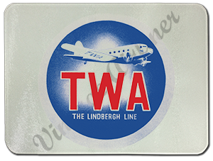TWA Lindberg Line Bag Sticker Glass Cutting Board