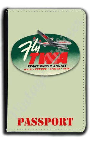 TWA 1950's Fly TWA Bag Sticker Passport Case