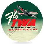 TWA Fly TWA Bag Sticker Round Coaster