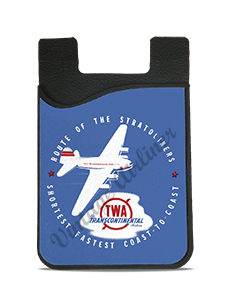 TWA 1940's Route of the Stratoliner Light Blue Bag Sticker Card Caddy