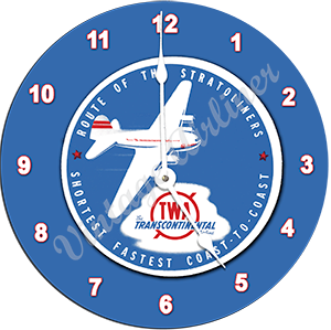 TWA 1940's Stratoliner Bag Sticker Wall Clock