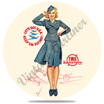 TWA Petty Girl Round Coaster